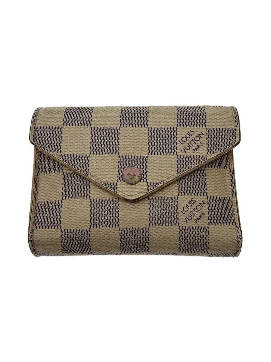 【中古】LOUIS VUITTON◆ポルト・フォイユ・ヴィクトリーヌ_ダミエ・アズール_WHT/PVC/WHT/総柄/レディース//【服飾雑貨他】