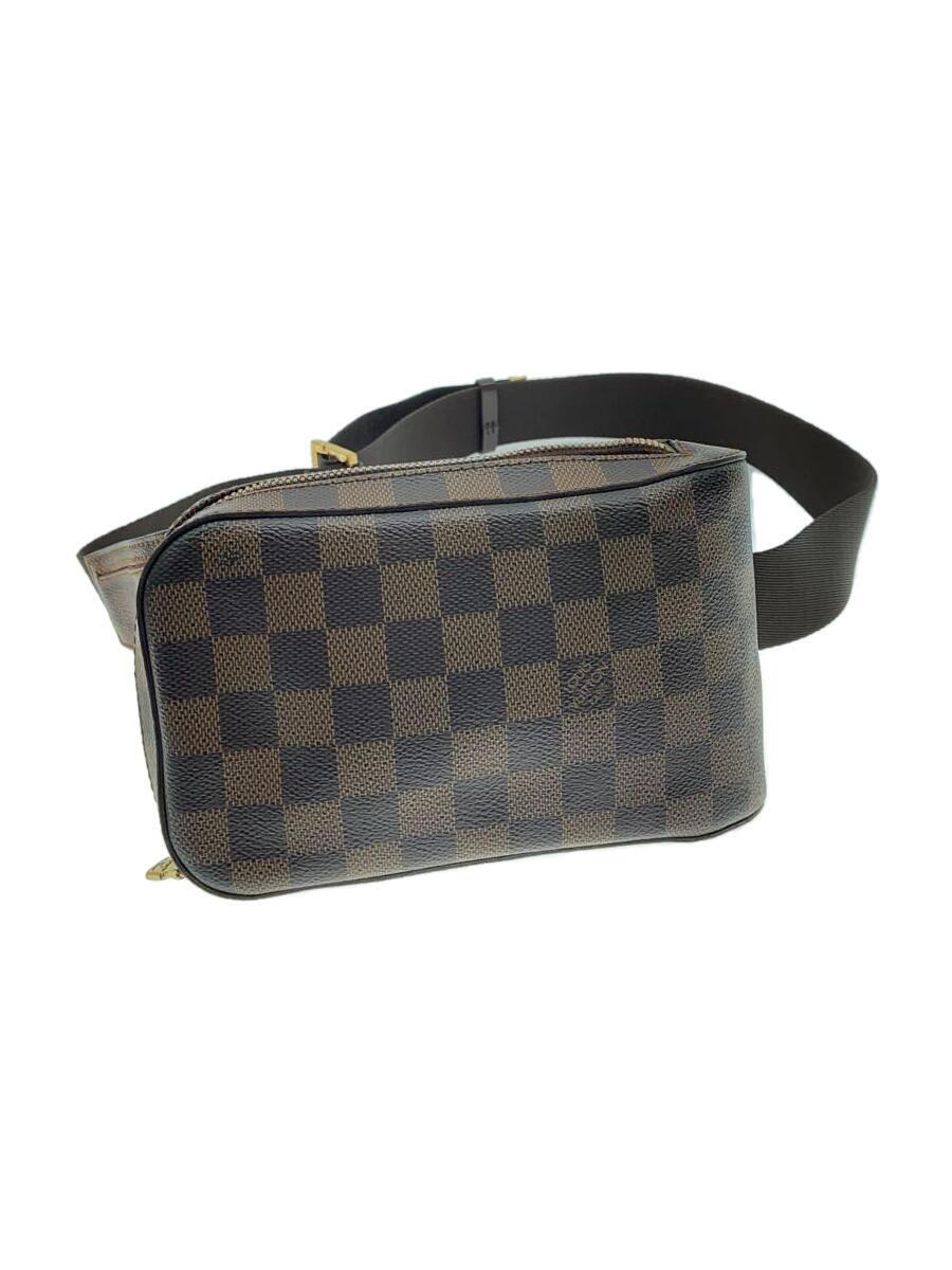 【中古】LOUIS VUITTON◆ジェロニモス_ダミエ・エベヌ_BRW/PVC/BRW/総柄/汚れた状態/金属元素ペンキ塗り剥がれあり【御徒面子】