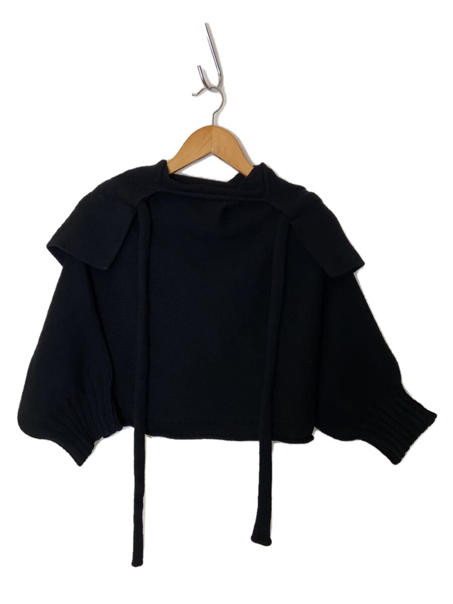 【中古】YOHJI YAMAMOTO◆編み物・ティーシャツ(薄っぺら)/2/羊毛/BLK/Hooded Pullover \u0026 Arm Warmers///【レディース御召しもの】