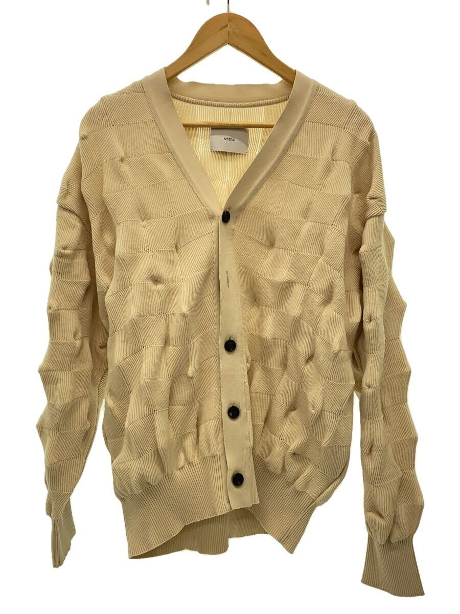【中古】stein◆BUMPY PATTERNED KNIT CARDIGAN/S/ポリエステル/BEG/ST.702【メンズウェア】
