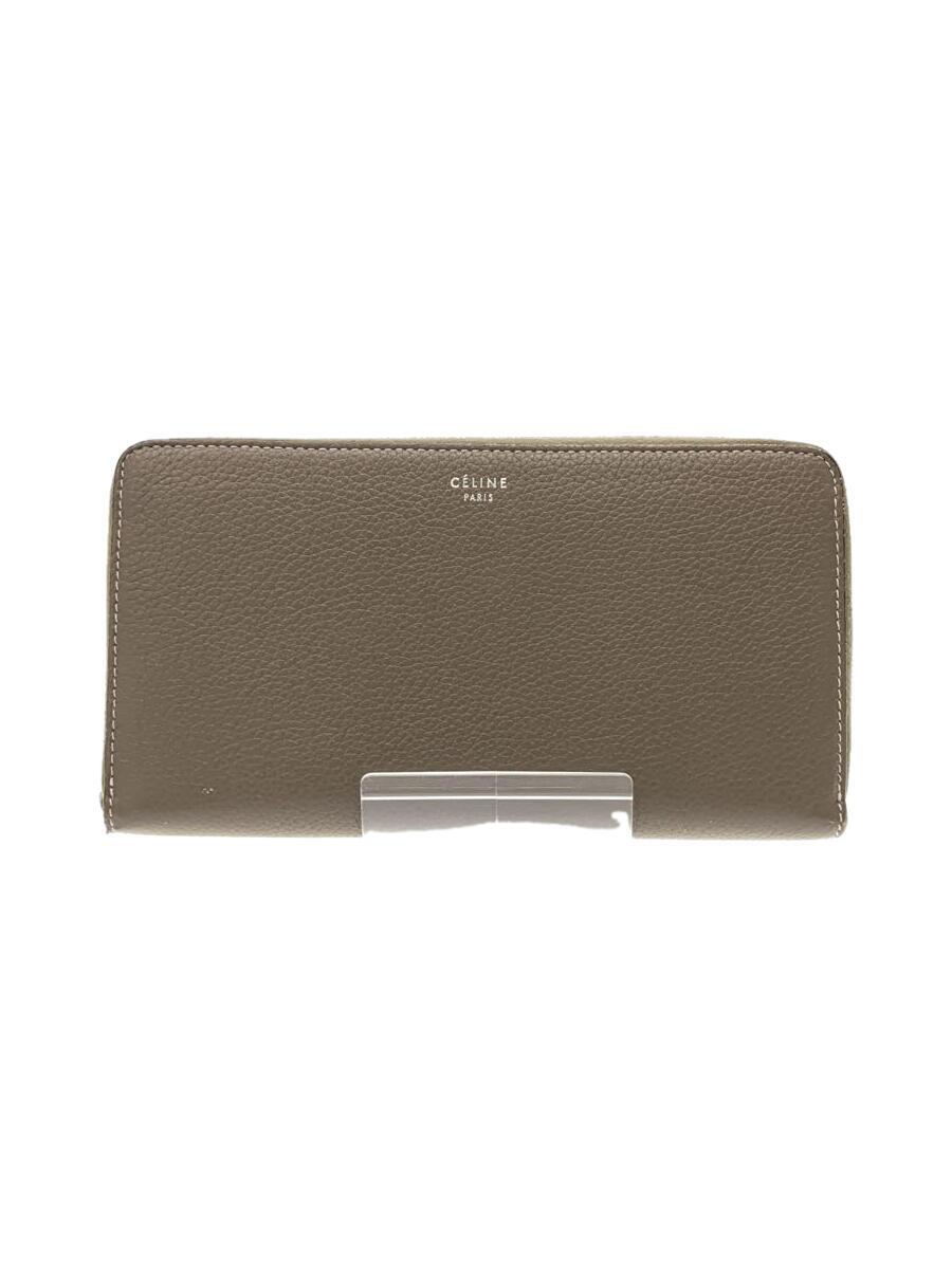 【中古】CELINE◆ラージジップウォレット/なめし革/BRW/レディース【服飾雑貨他】