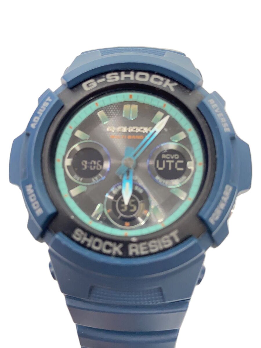 【中古】CASIO◆ソーラーウオッチ・G-SHOCK/デジアナ/NVY【服飾雑貨他】