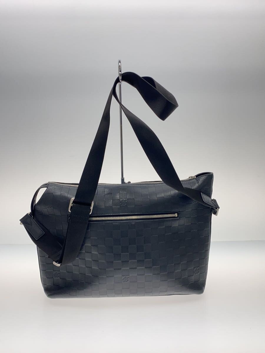 【中古】LOUIS VUITTON◆アポロ・飛脚屋MM_ダミエ・アンフィニ_BLK/なめし革/BLK【御徒面子】