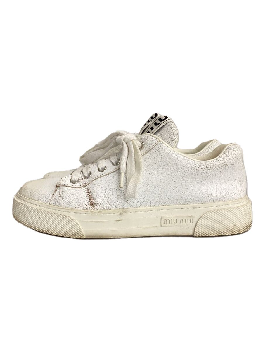 【中古】MIU MIU◆ローカットスニーカー/37/WHT/なめし革/DNC704/ひび割れ製作【シューズ】