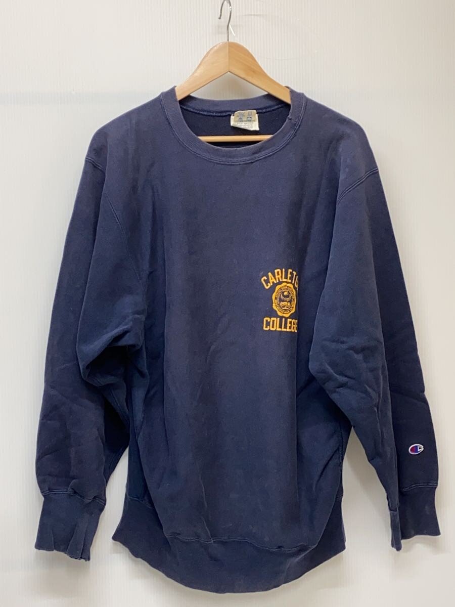 【中古】Champion◆80s/トリコタグ/REVERS WEAVE/CARLETON COLLEGE/流汗/フェイド/XL/NVY【メンズウェア】