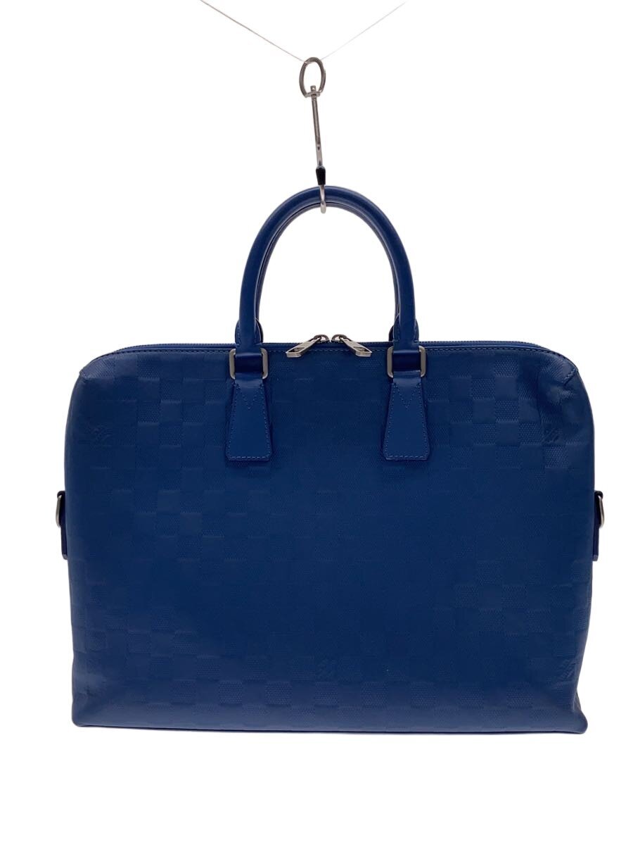 【中古】LOUIS VUITTON◆ポルト・ドキュマン・ジュール_ダミエ・アンフィニ/なめし革/BLU【御徒面子】