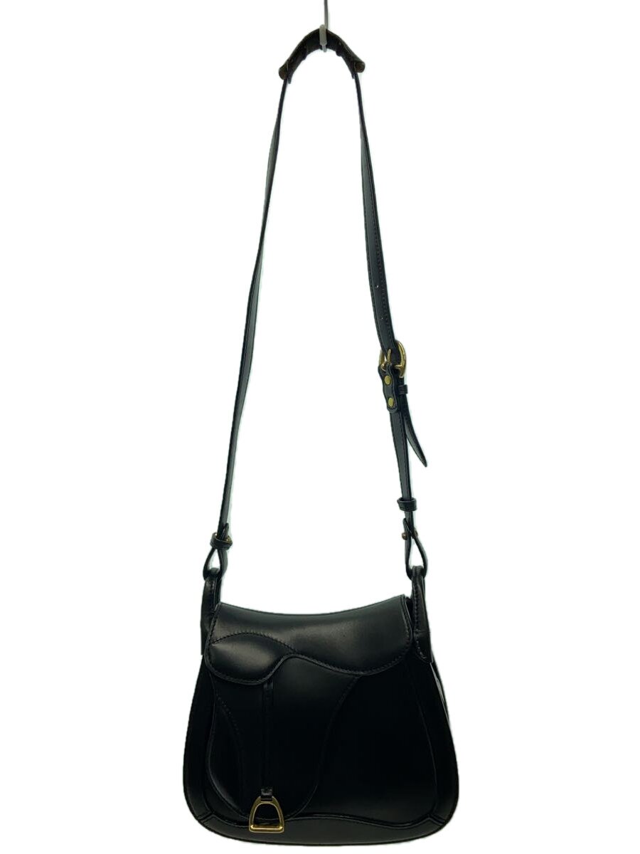 【中古】ITAGAKI◆ショルダーバッグ中/なめし革/BLK/無地/肩先分け取りシミ有//【御徒面子】