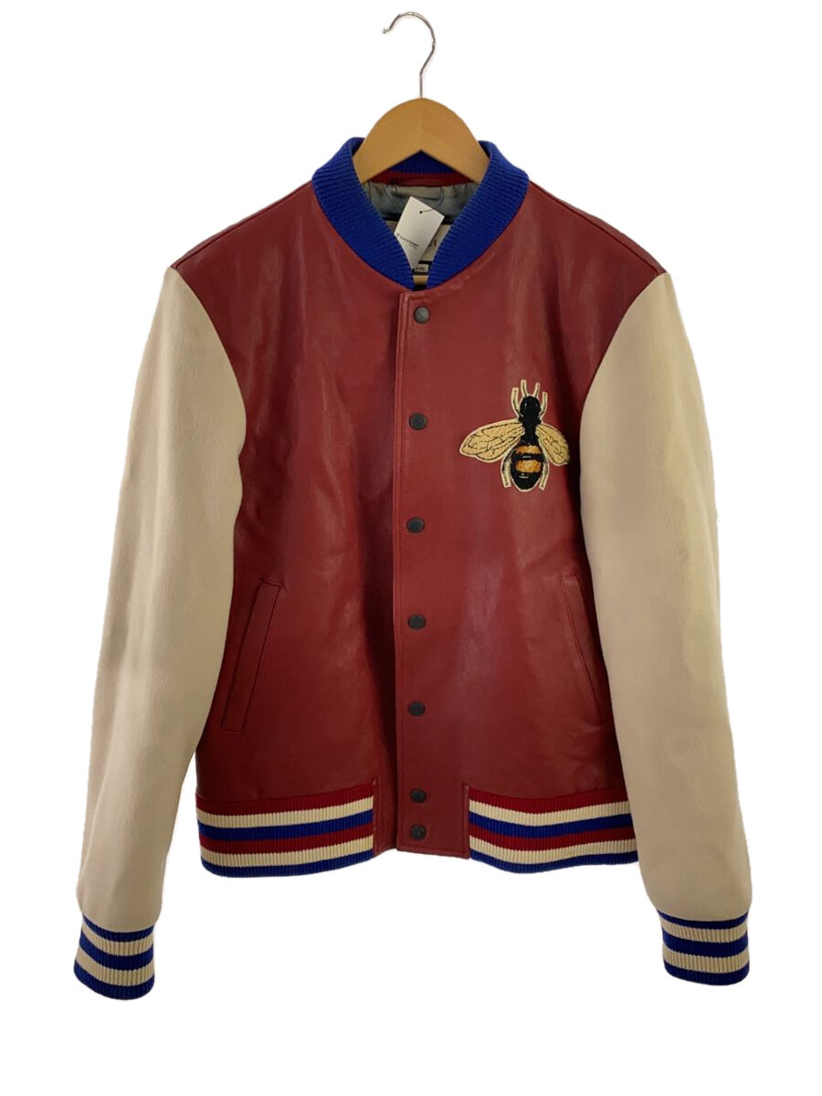【中古】GUCCI◆VARCITY Leather Bomber Jacket/50/レザー/RED/無地/454025-XG305【メンズウェア】｜2ｎｄ STREET 店