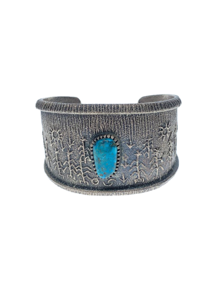 【中古】NAVAJO◆Harrison Jim/青緑色/バングル/SV925/色つや石ころ/SLV/メンズ【服飾雑貨他】