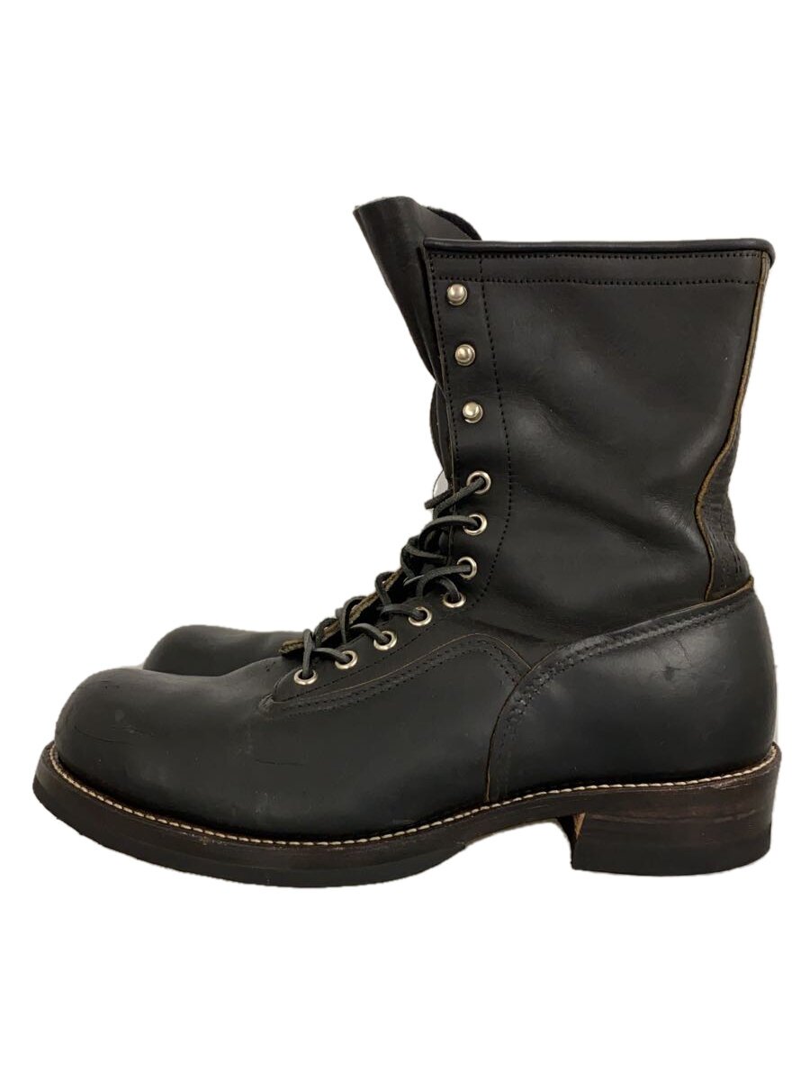 【中古】RED WING◆レースアップブーツ/--/BLK/なめし革/ROLE CLUB/ロガー【シューズ】