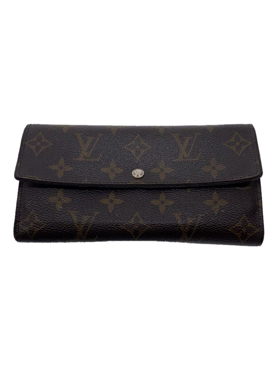 【中古】LOUIS VUITTON◆1)ポルト・フォイユ・サラ_モノグラム・キャンバス_BRW/PVC/BRW/メンズ【服飾雑貨他】