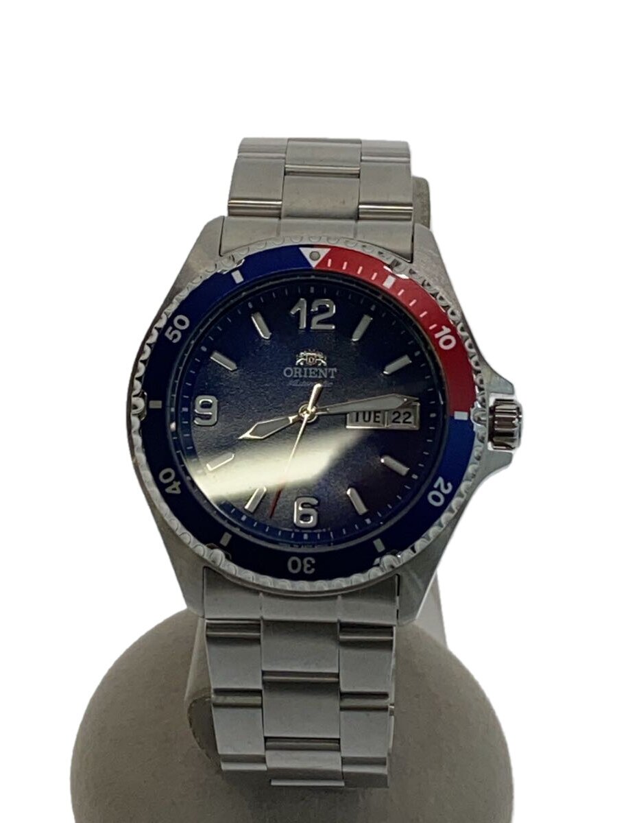 【中古】ORIENT◆自動小銃巻ウオッチ/アナログ/ステンレス鋼/NVY/SLV/AA02-C5-B/マコ【服飾雑貨他】