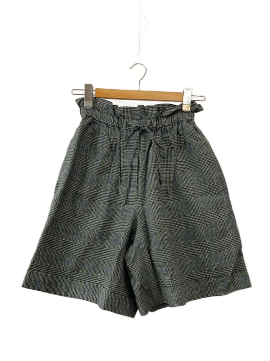 【中古】ebure◆ドライチェックドロストショートパンツ/36/リネン/GRY/照合のしるし/3710600538【レディース御召しもの】