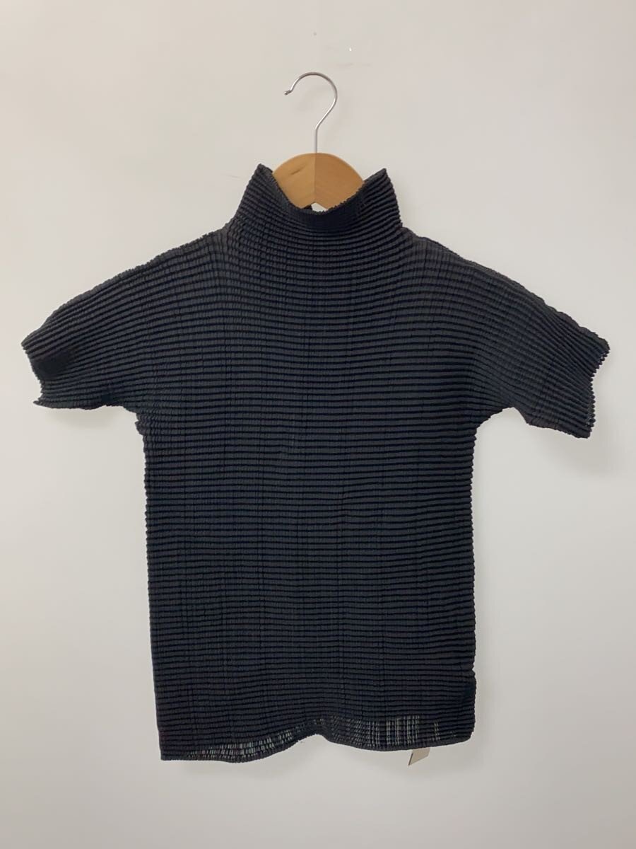【中古】ISSEY MIYAKE◆ジャバラハイネック半袖カットソー/2/ポリエステル/BLK/FJ960//【レディース御召しもの】