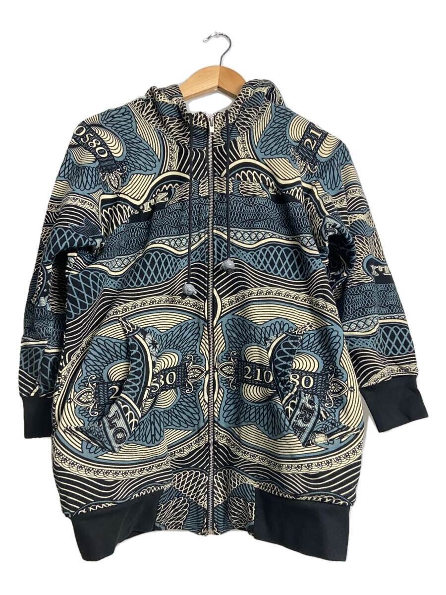 【中古】KtZ◆ジップパーカー/XS/綿織物/BLK/総柄【メンズウェア】