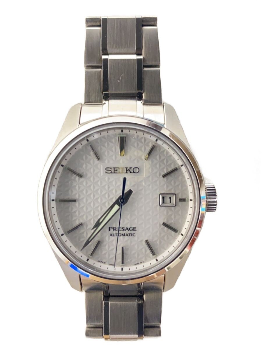 【中古】SEIKO◆プレサージュ/シャープエッジドシリーズ/自動小銃巻ウオッチ/アナログ/SLV/6R35-00V【服飾雑貨他】