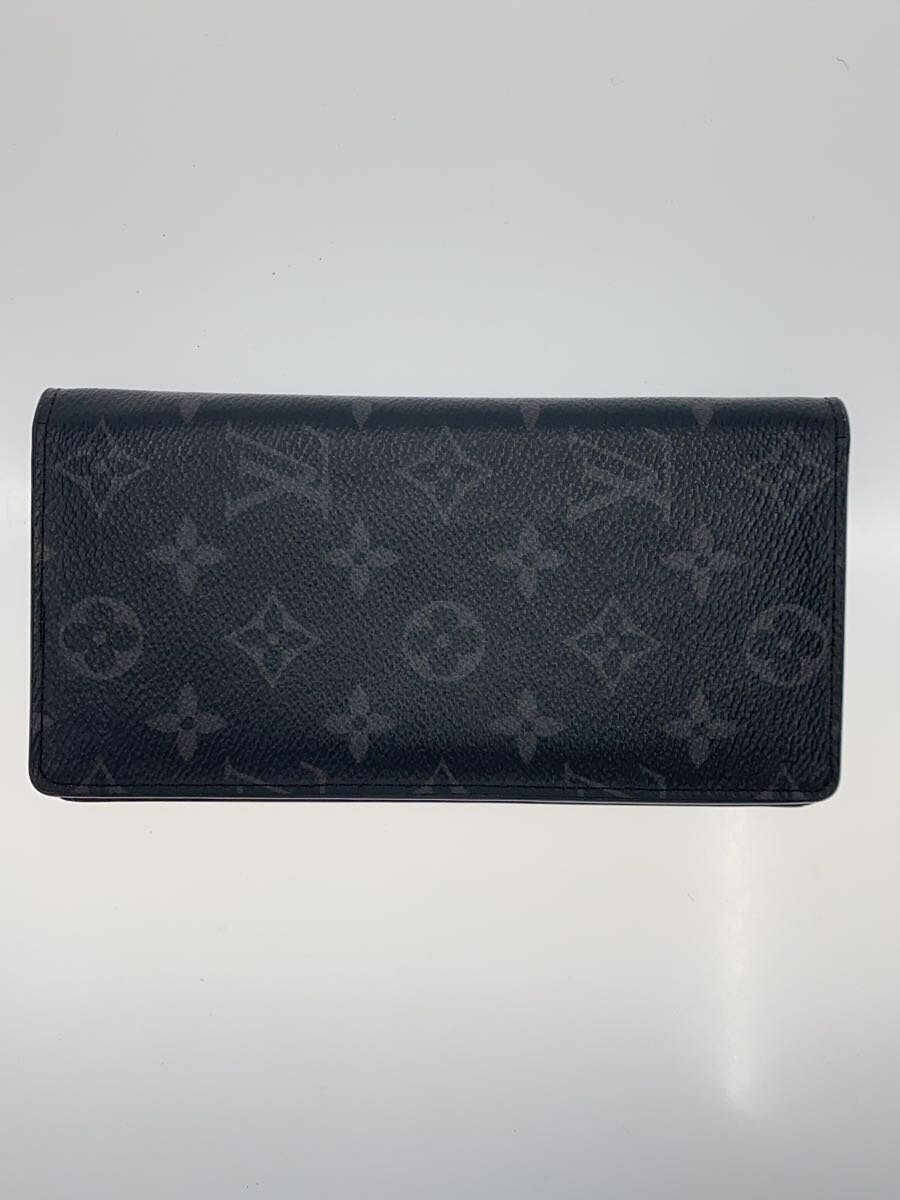 【中古】LOUIS VUITTON◆ポルト・フォイユ・ブラザ_モノグラム・エクリプス_BRW/PVC/BLK/総柄/メンズ【服飾雑貨他】
