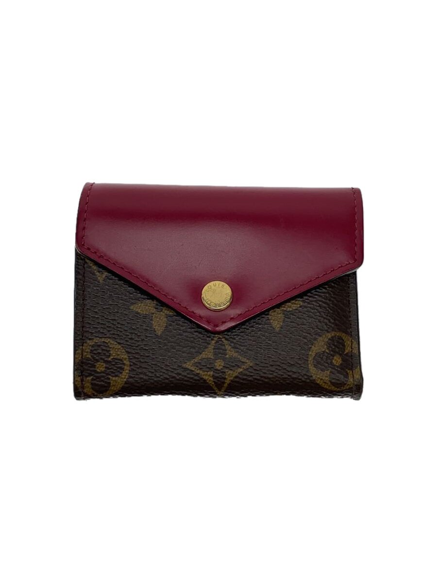 【中古】LOUIS VUITTON◆ポルト・フォイユ・ゾエ_モノグラム・帆布_BRW_フューシャ/PVC/BRD/総柄/レディース【服飾雑貨他】