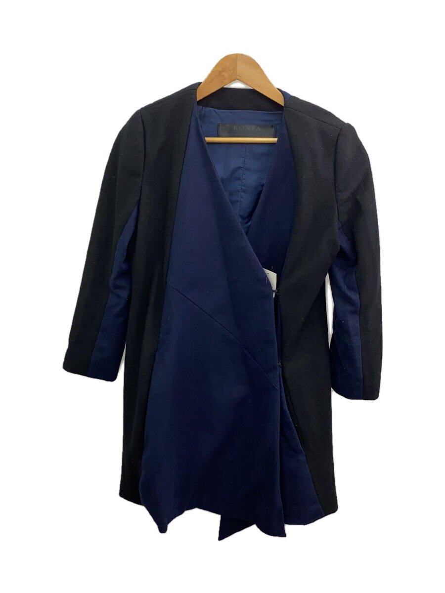 【中古】KONYA◆厚地の外套/--/羊毛/NVY/無地【レディース御召しもの】