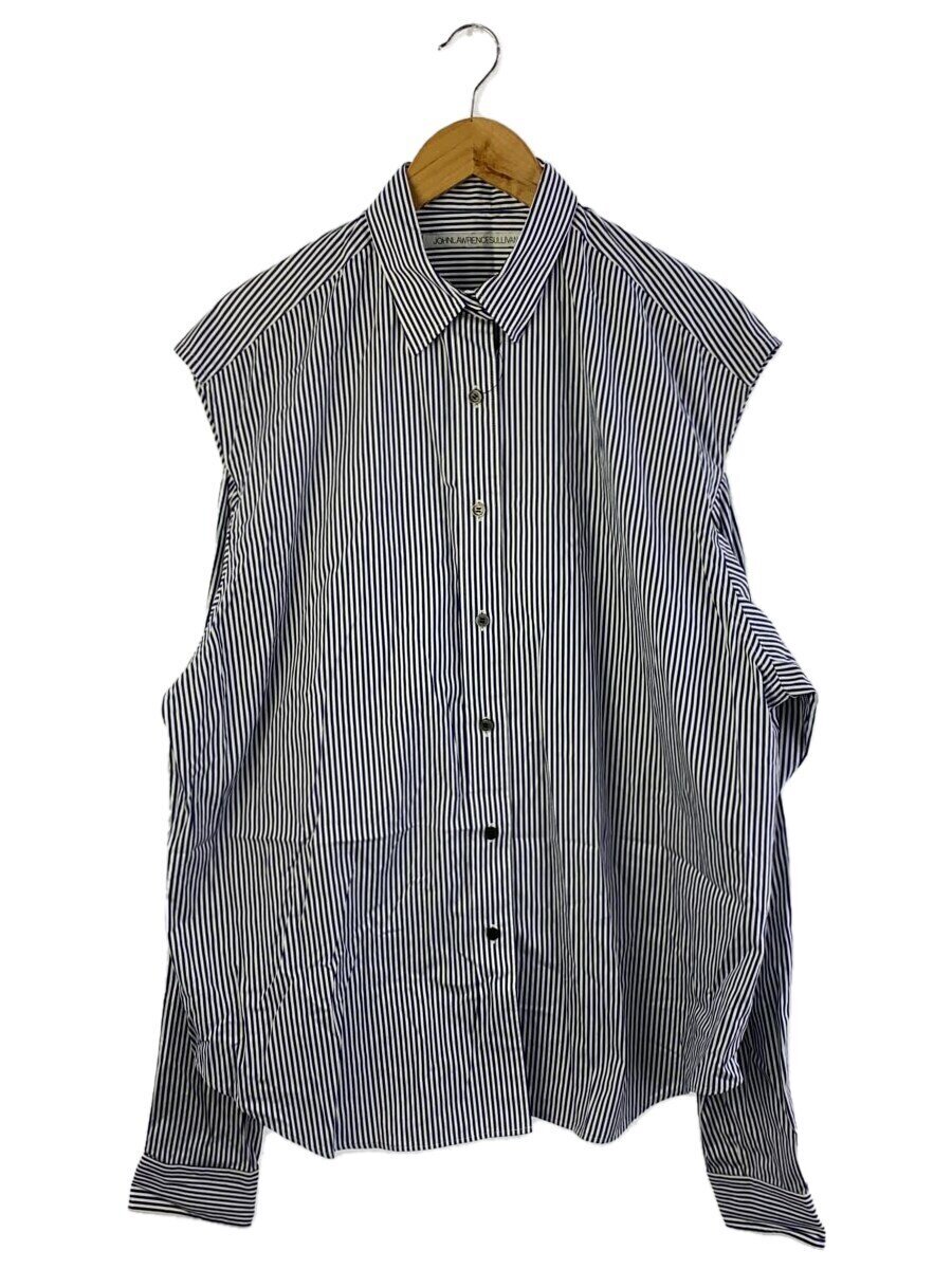 【中古】JOHN LAWRENCE SULLIVAN◆Stripe broadcloth hanging sleeve shirt/S/綿織物/NVY/縞模様【レディースお召しもの】