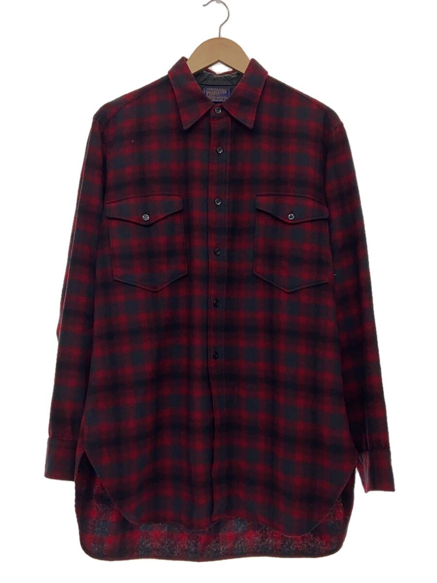 【中古】PENDLETON◆フランネルティーシャツ/L/羊毛/RED/オンブレCK【メンズウェア】