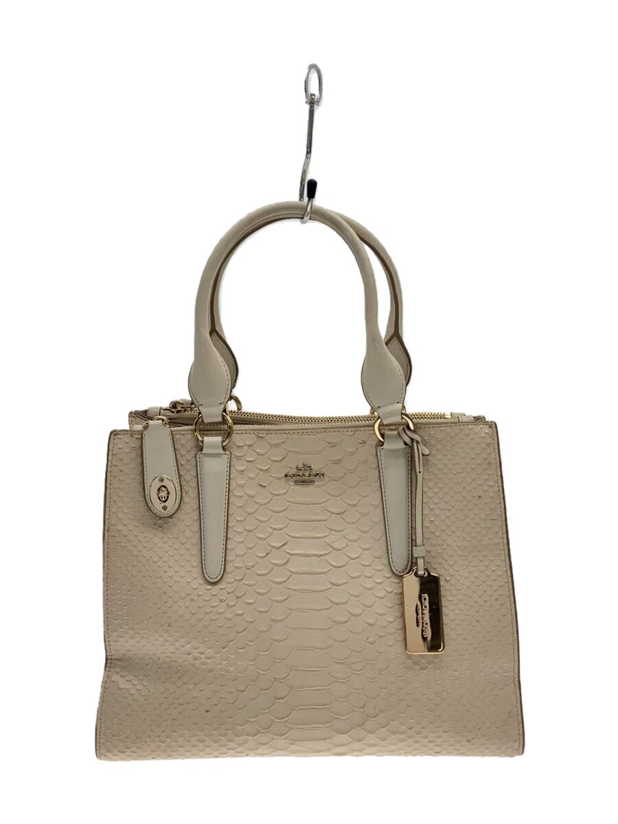 【中古】COACH◆内辺汚れた状態・境界線の外側なめし革剥がれ有/ハンドバック/なめし革/WHT/35335【御徒面子】