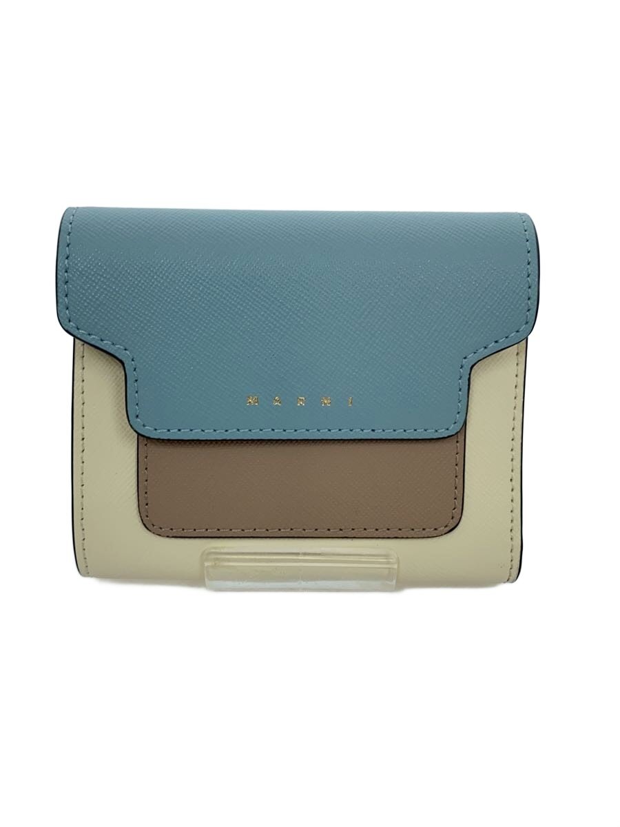 【中古】MARNI◆3つ折り札入れ/なめし革/BLU/レディース/PFMO0052U8【服飾雑貨他】