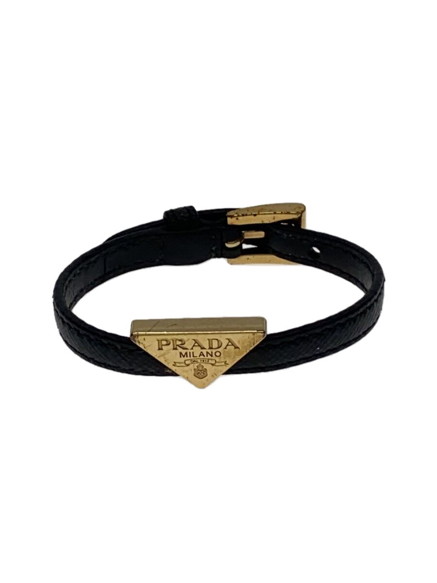 【中古】PRADA◆腕輪/なめし革/BLK/レディース【服飾雑貨他】