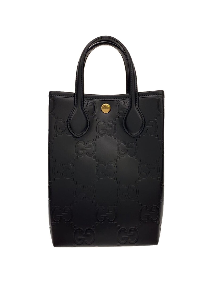 【中古】GUCCI◆ストラップ付き GG スーパーミニバッグ/レザー/BLK【バッグ】｜2ｎｄ STREET 店