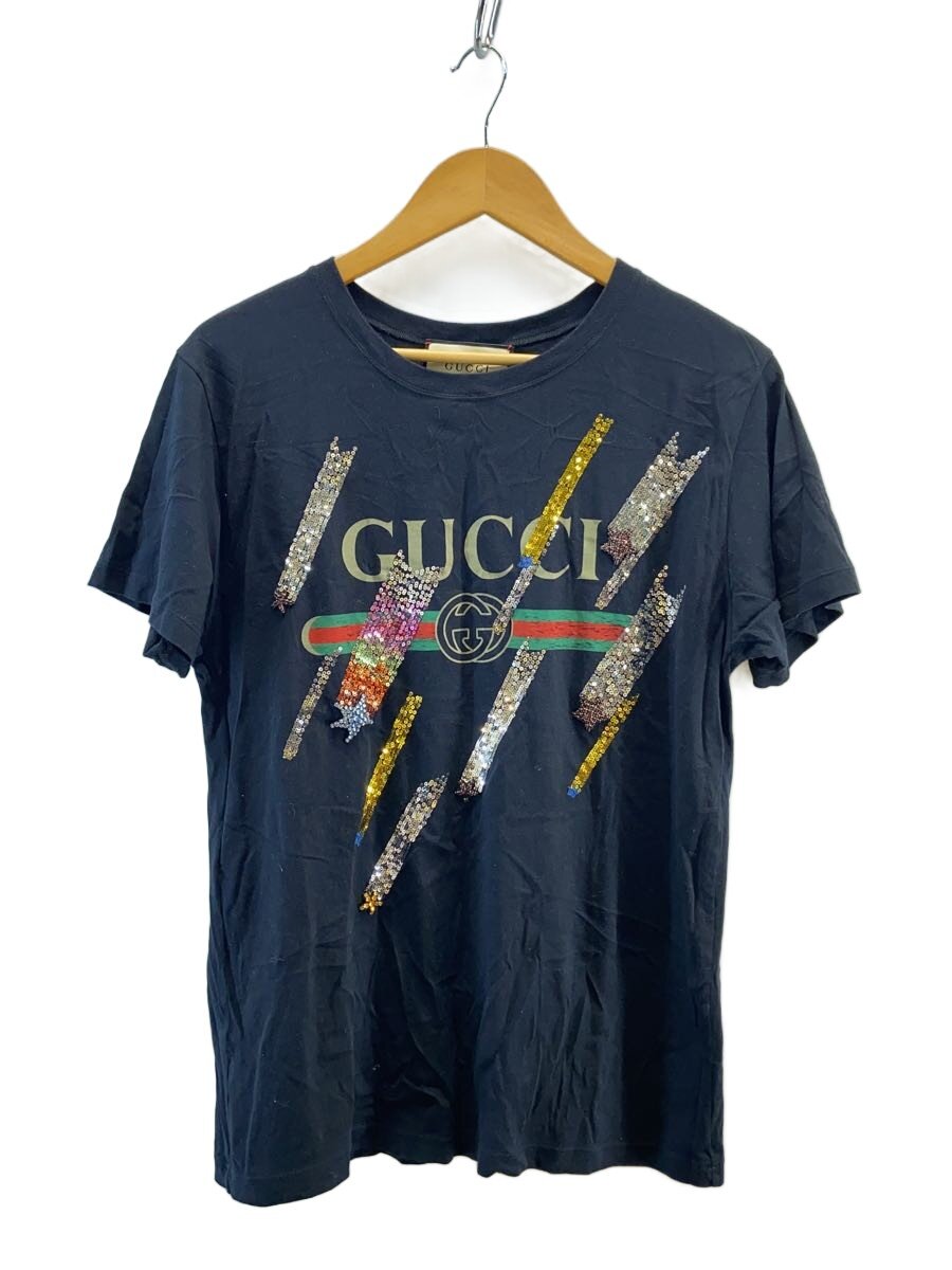 【中古】GUCCI◆スパンコール/プルオーバー/XS/綿織物/BLK/無地/492347【レディースお召しもの】