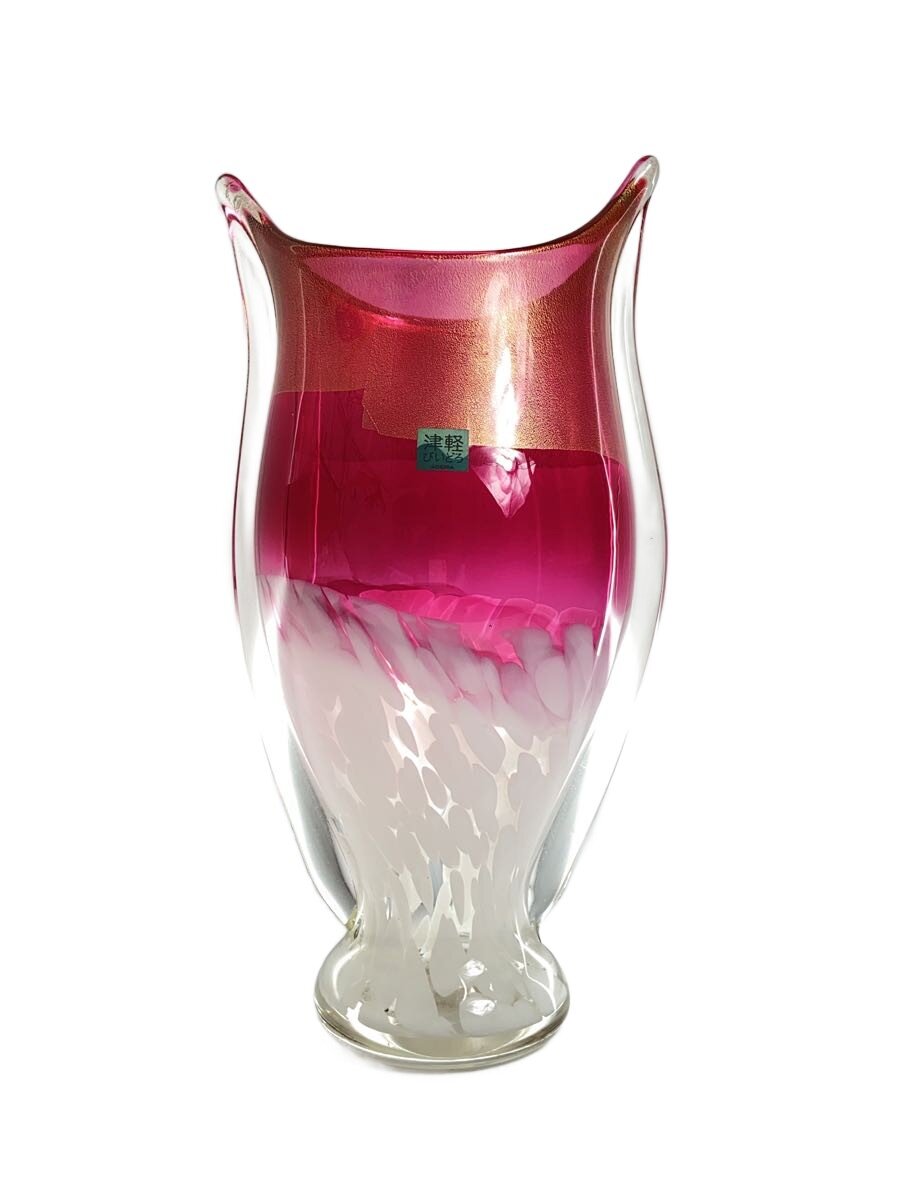【中古】津軽びいどろ◆壷・花瓶/RED【インテリア小物・日用雑貨】