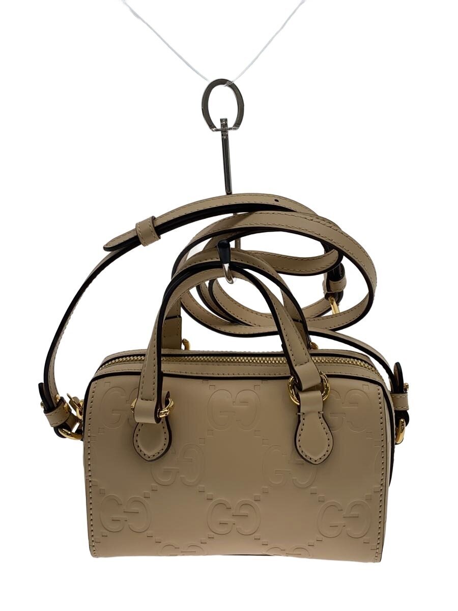 【中古】GUCCI◆GG 百貨店ミニ いの一番手持ち部分御徒面子/なめし革/BEG/総柄【御徒面子】