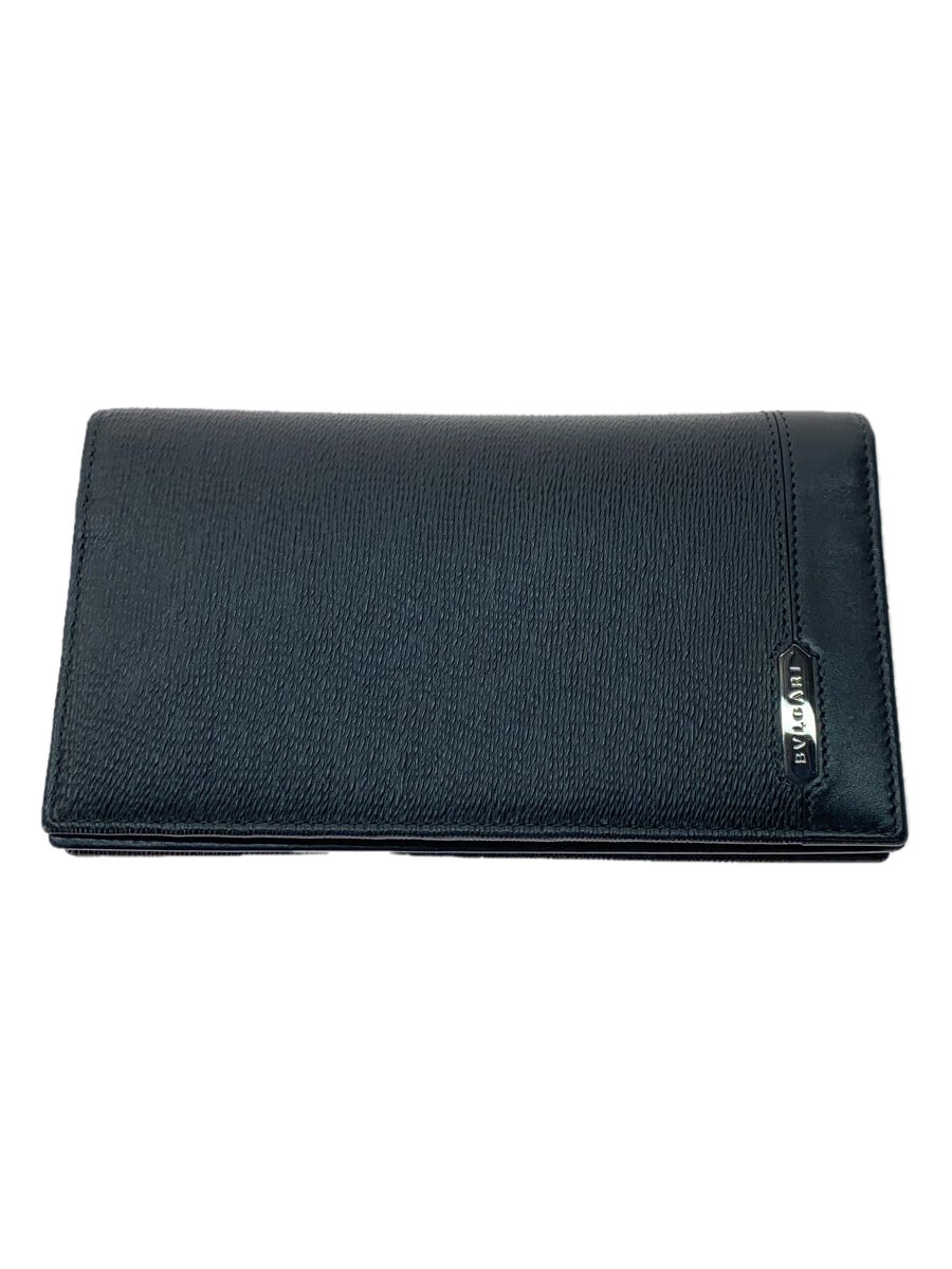 【中古】BVLGARI◆長金入れ/なめし革/BLK/無地/メンズ/36966///【服飾雑貨他】