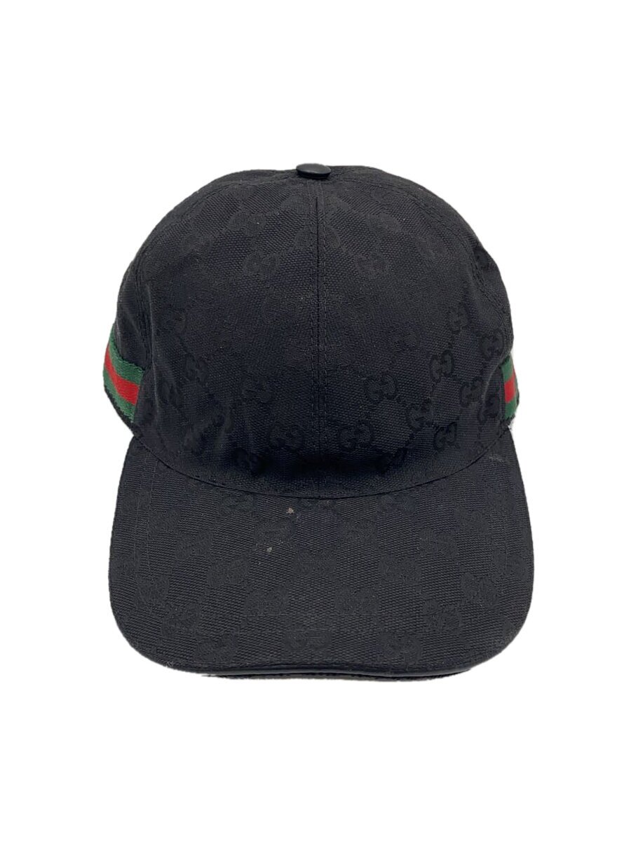 【中古】GUCCI◆旗がしら/M/BLK/総柄/メンズ【服飾雑貨他】