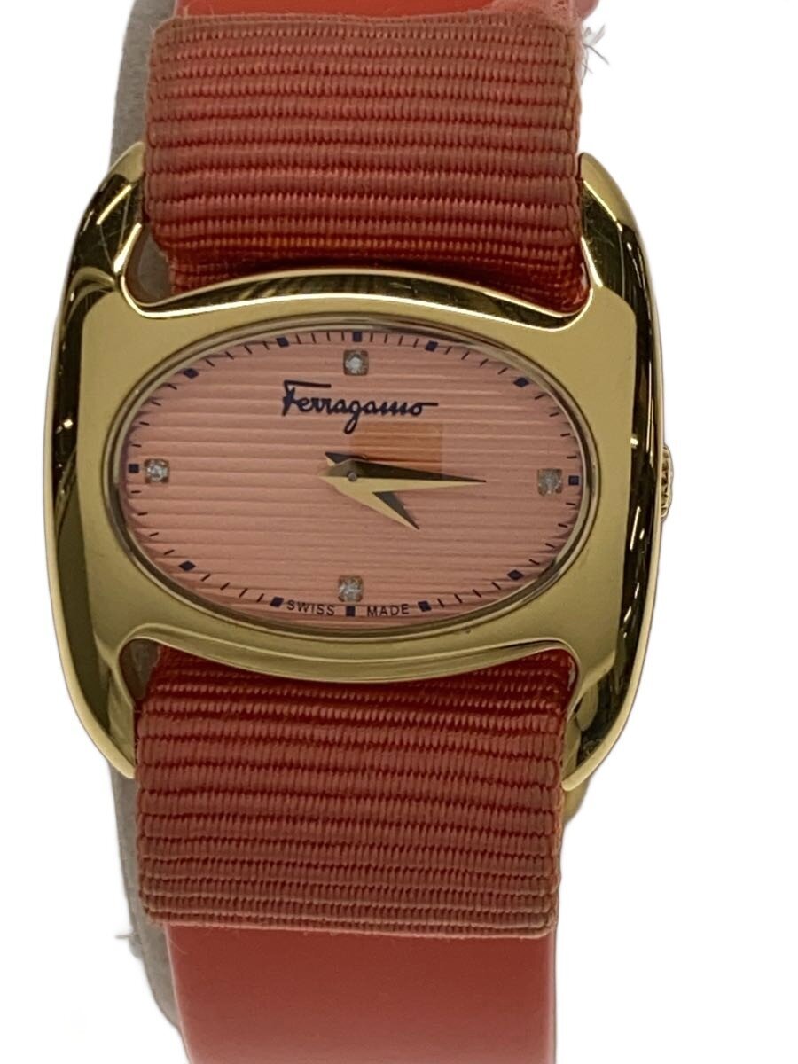 【中古】Salvatore Ferragamo◆石英ウオッチ/アナログ/エナメル/ORN/ORN【服飾雑貨他】