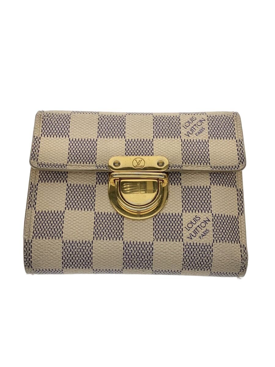 【中古】LOUIS VUITTON◆ポルト・フォイユ・コアラ_ダミエ・アズール/PVC/WHT/レディース【服飾雑貨他】