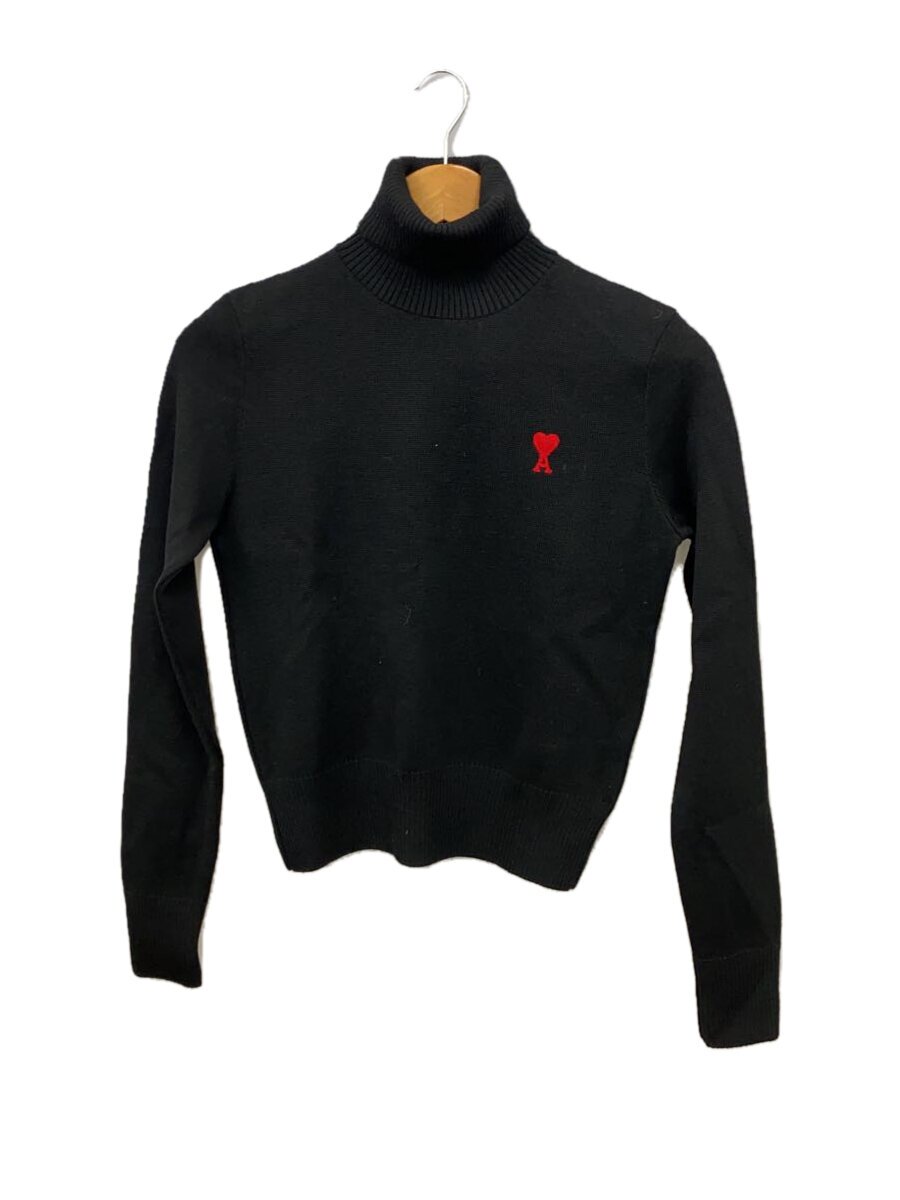 【中古】AMI PARIS◆編み物・ティーシャツ(薄っぺら)/--/羊毛/BLK/FKS402.001【レディース御召しもの】