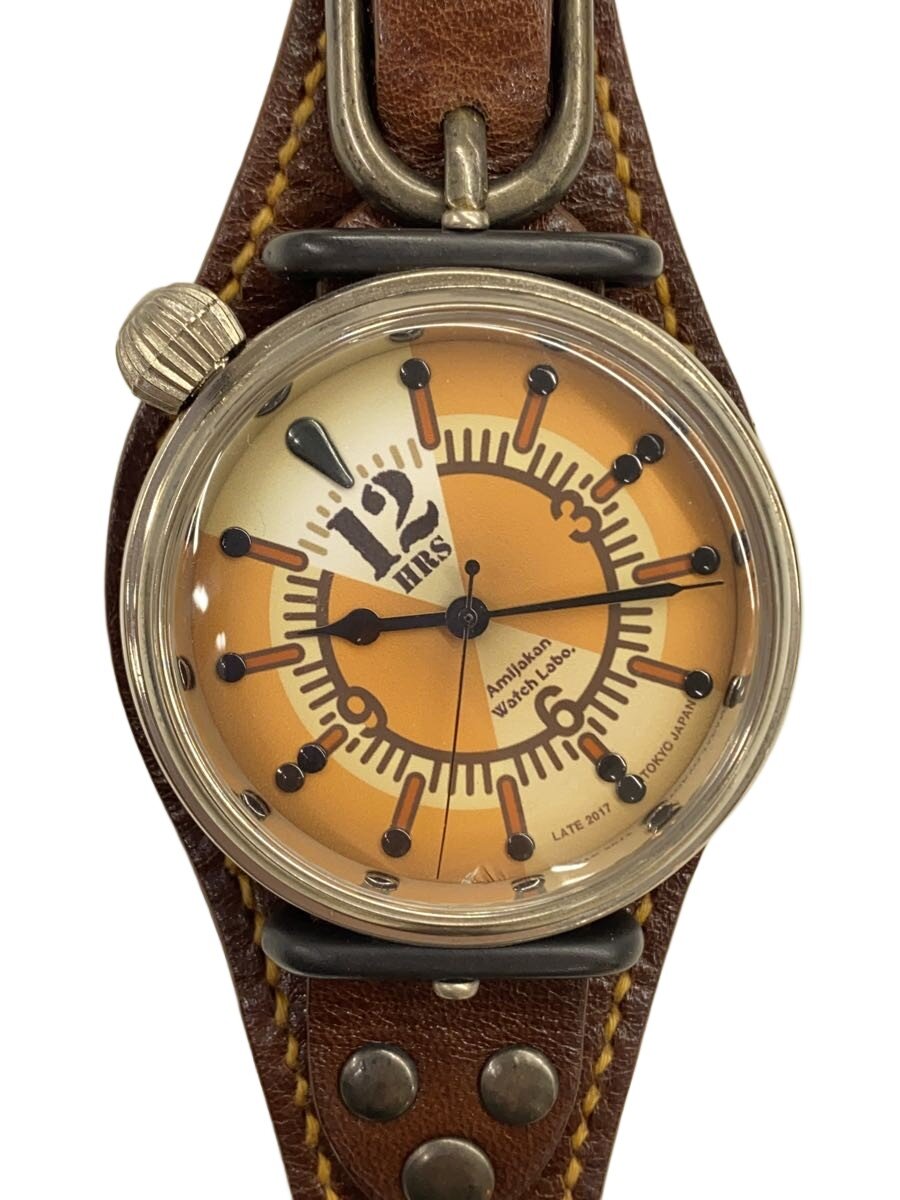 【中古】Amijakan Watch Labo/レザーバントクォーツ/アナログ/なめし革/BRW/BRW【服飾雑貨他】