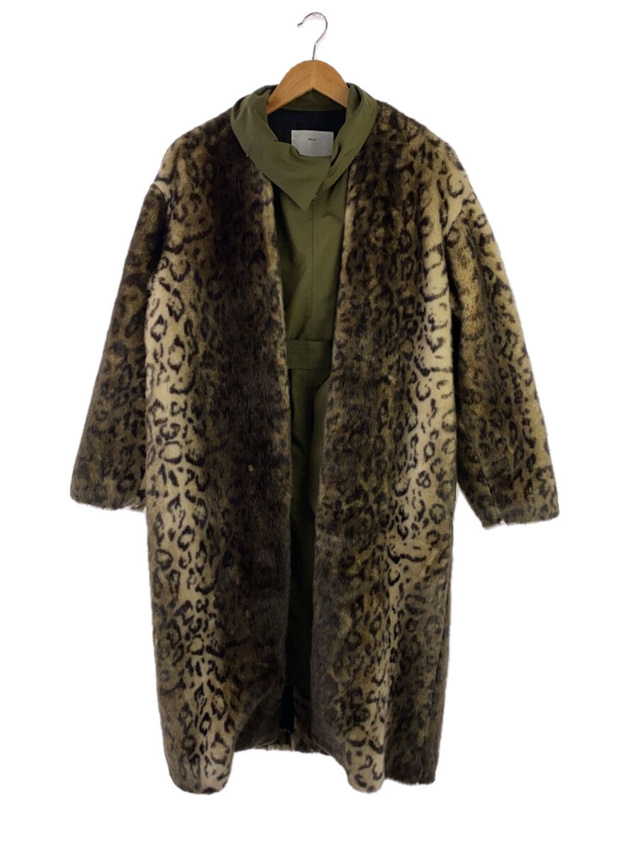 【中古】TOGA PULLA◆19AW/ドッキングレオパードコート/36/ポリエステル/カーキ/TP62-FA280//【レディースお召しもの】