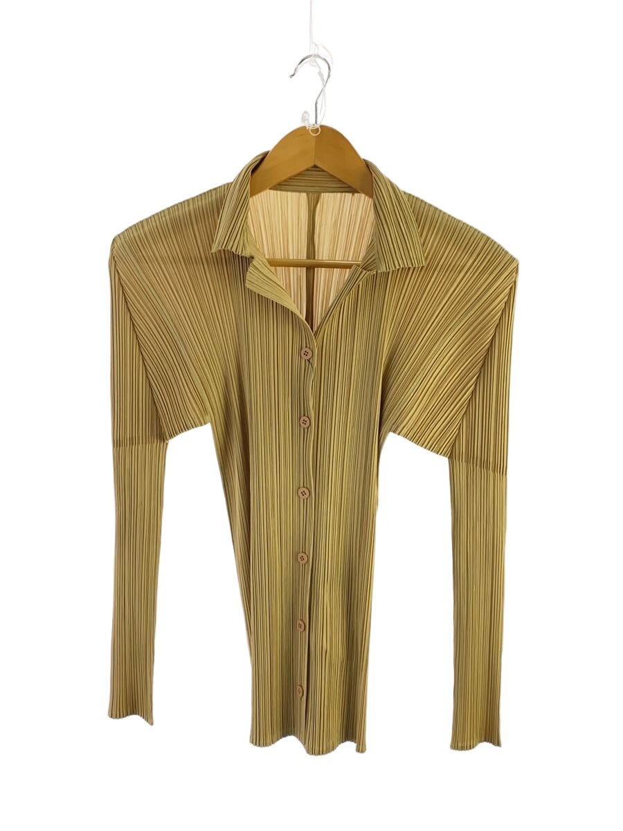 【中古】PLEATS PLEASE ISSEY MIYAKE◆長袖トップ/3/ポリエステル/CML/無地/PP74-JK624【レディースお召しもの】