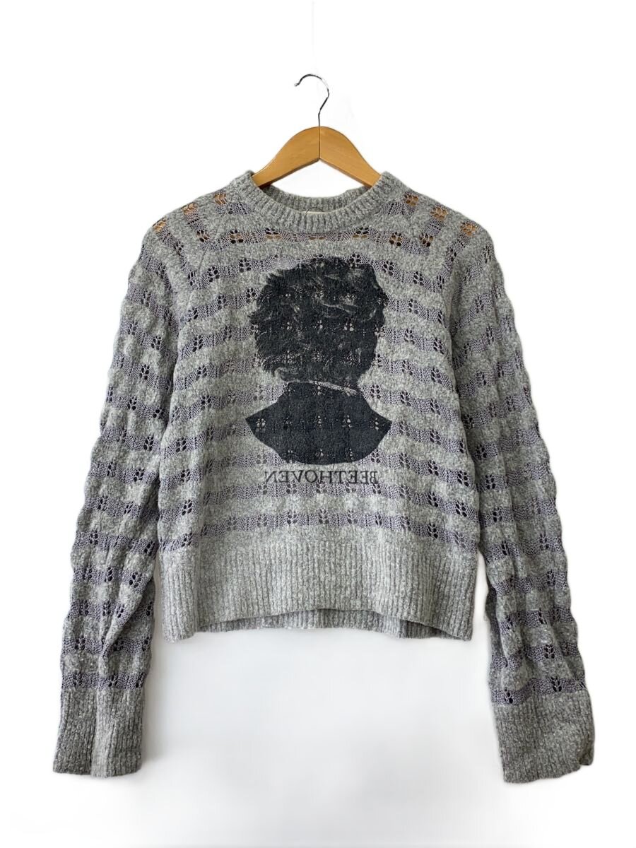 【中古】MASU◆REVERSE BEETHOVEN SWEATER/編み物・ティーシャツ(薄っぺら)/46/羊毛/GRY/総柄//【メンズウェア】
