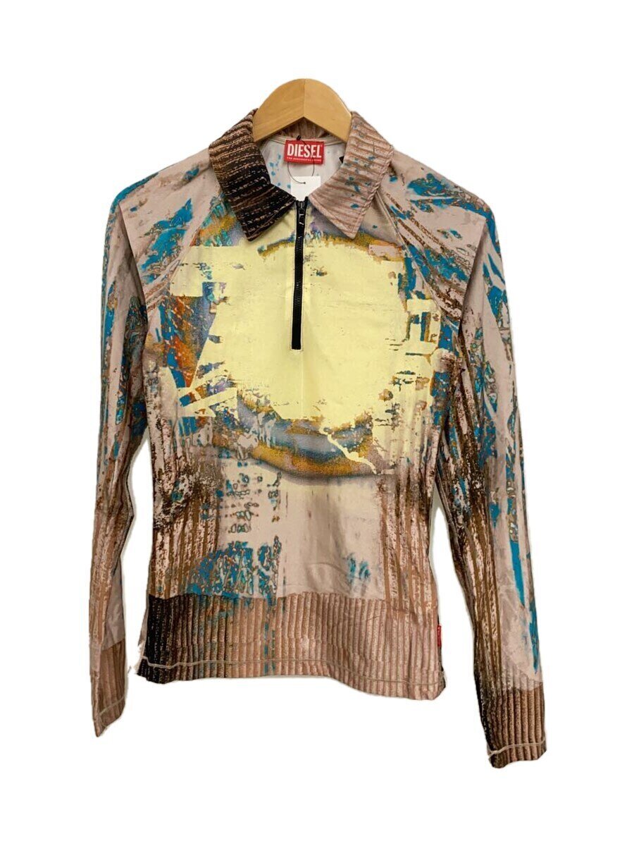 【中古】DIESEL◆カットソー/S/ナイロン/マルチ色合い/総柄/A15895/長袖/ポロ/ハーフジップ【メンズウェア】