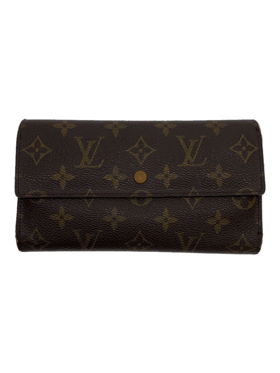 【中古】LOUIS VUITTON◆ポルト・トレゾール・インターナショナル_モノグラム・キャンバス_BRW/PVC/BRW/総柄/レディース【服飾雑貨他】