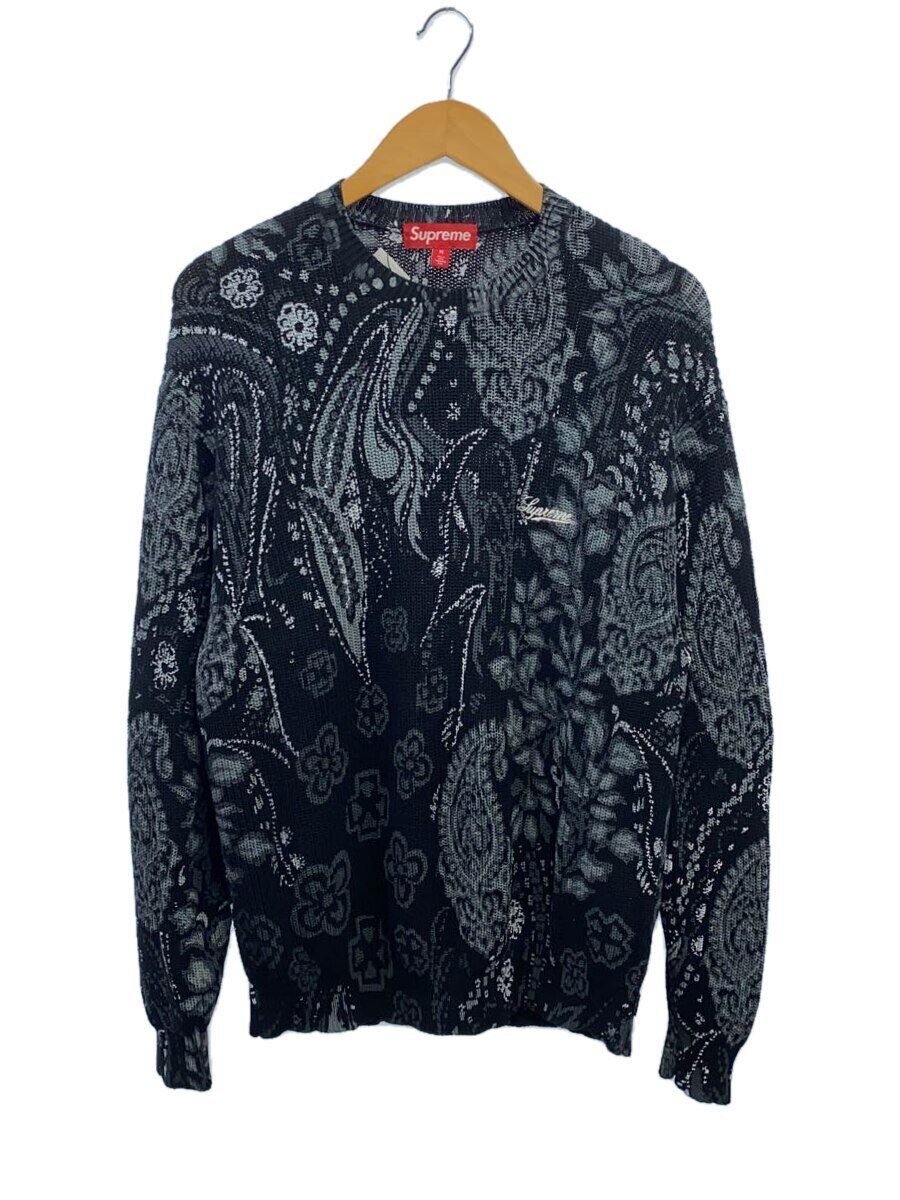 【中古】Supreme◆24SS/Printed Paisley sweater/プルオーバー(朦々たる)/M/ポリエステル/BLK/総【メンズウェア】