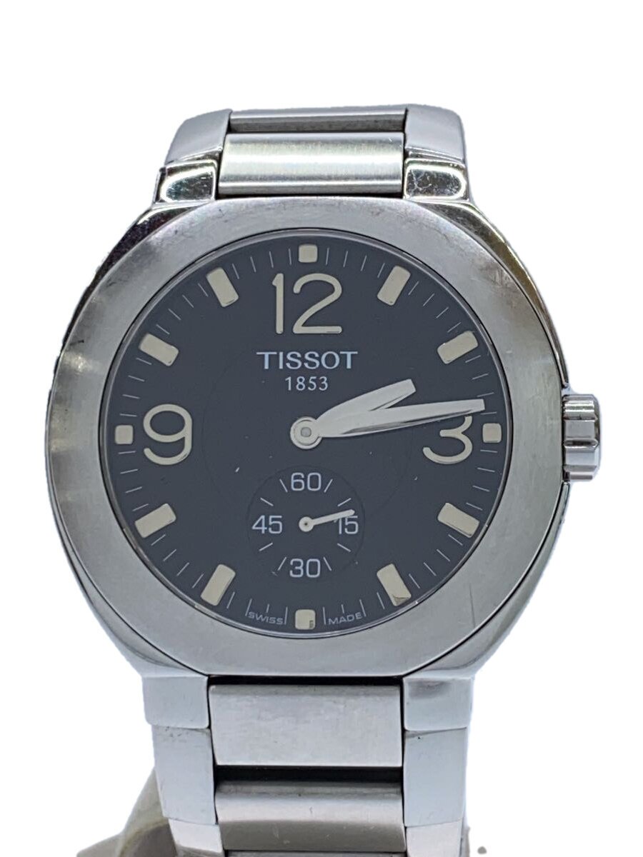 【中古】TISSOT◆石英ウオッチ/アナログ/ステンレス鋼/BLK/SLV/SS/G470/570【服飾雑貨他】