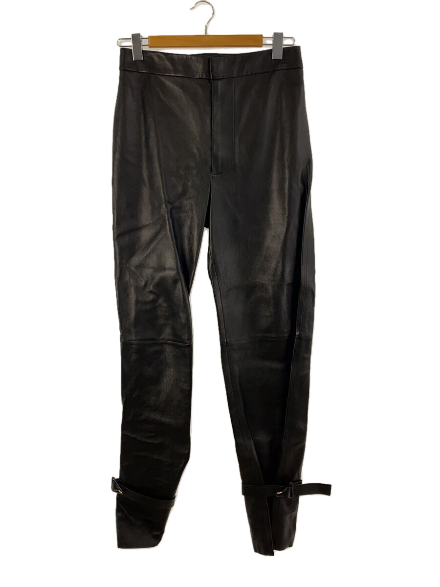 【中古】BOTTEGA VENETA◆20ss なめし革ズボン下/38/羊革/BLK/無地/604518 vkla0//【レディース御召しもの】