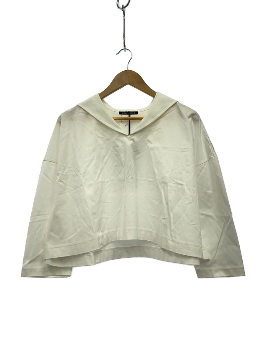 【中古】mizuiro ind◆長袖カットソー/--/綿織物/WHT/無地/セーラーカラーワイドプルオーバー/白いこと//【レディース御召しもの】