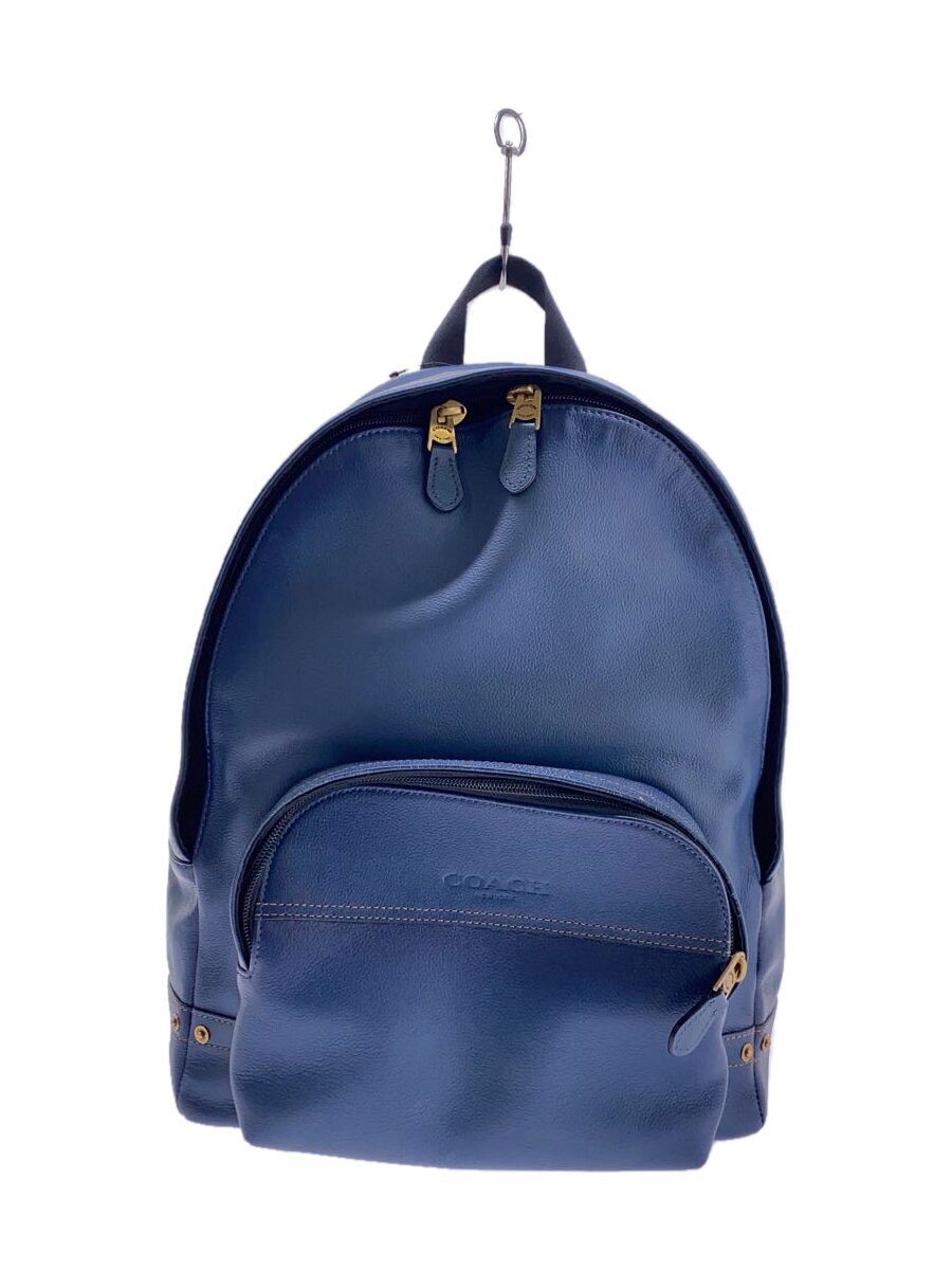 【中古】COACH◆背嚢/なめし革/BLU/無地/F68998//【御徒面子】