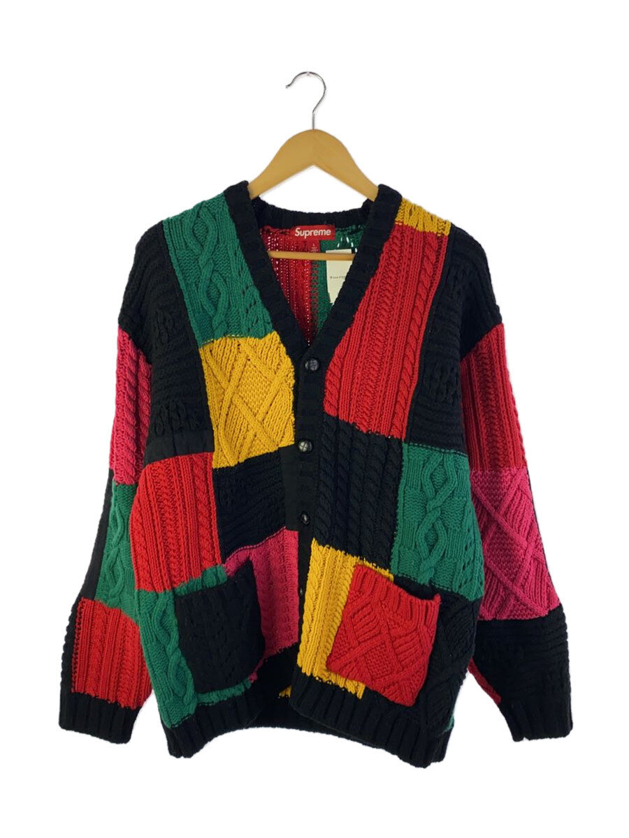 【中古】Supreme◆23AW/patchwork cable knit cardigan/L/綿織物/マルチ色つや【メンズウェア】