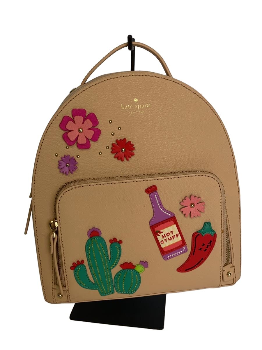 【中古】kate spade new york◆背嚢/--/BEG/総柄/5295【御徒面子】